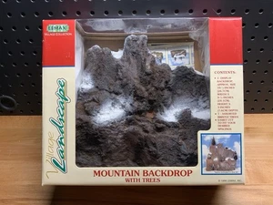 1998 Lemax Village Landscape Mountain Backdrop With 7 Trees #81013 New - Picture 1 of 7