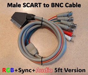 WOOKIEEWIN Male RGB SCART to 4 BNC + Audio Cable Sony PVM BVM * 5FT VERSION *