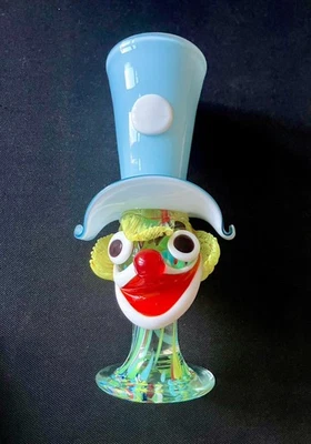 Vintage MURANO Glass CLOWN Head Vase.  Very Good Condition  - image 1 of 4