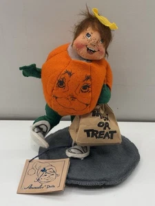Vintage 1989 Annalee 7" Halloween Trick or Treat Junge & Kürbis Set - Bild 1 von 10