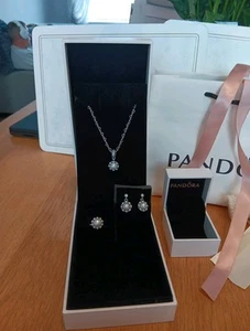Genuine Pandora Pearl & Zirconia Earrings & Necklace And Ring Set RARE!!!! - Picture 1 of 10