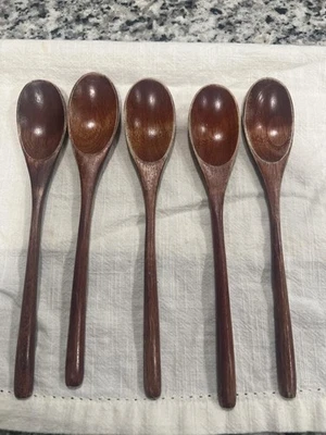 6 шт. японских деревянных ложек для еды приготовления смешивания перемешивания медового чая - Изображение 1 из 4