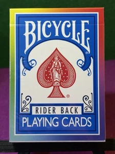 Bicycle Playing Cards, Vincenzo Di Fatta, Rider Back, Rainbow, White - Picture 1 of 6