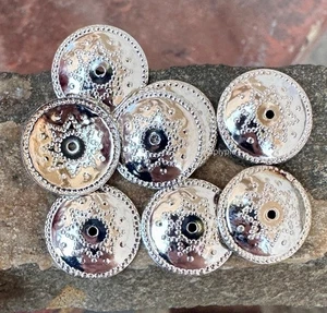 Silver Shield Bead Caps 10Pcs 12mm Brass #FS - Picture 1 of 7