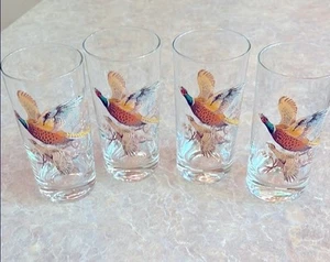 Juego de 4 vasos vintage de faisanes en vuelo de West Virginia cabaña rústica - Imagen 1 de 3