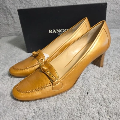 VTG NEW Rangoni Firenze Italian Leather Loafer Pumps Bronze Gold Metallic 10 B - Image 1 of 4