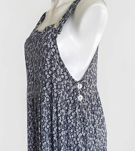 Blumendruck quadratischer Ausschnitt Maxi Latzkleid Damen 8 CottageCore Prairie Garden - Bild 1 von 10