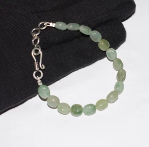Brazalete hecho a mano de 6" con piedras preciosas de aventurina verde joyería de plata de ley 925 - Imagen 1 de 10