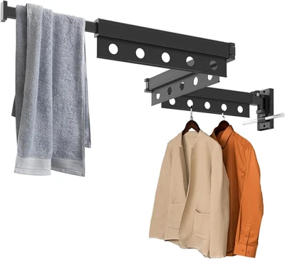 Estante de secado de ropa montado en la pared, estante de secado de lavandería plegable de varios niveles, Sp Foto 1 de 4