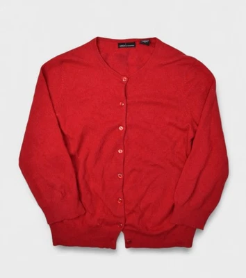 Suéter Moda International para mujer pequeño rojo cachemir cárdigan manga 3/4 Foto 1 de 4