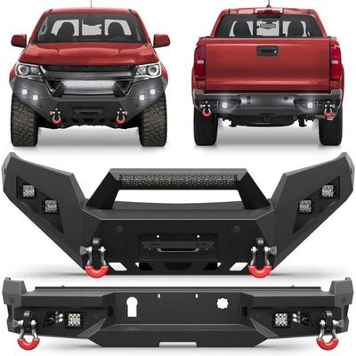 For 2015-2020 Chevy Colorado Front /Rear Bumper With Winch Plate +Light+D-rings Foto 1 de 4