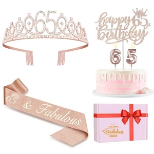 65th Birthday Decorations for Women, Including Sash, Crown/Tiara, Candles, Ca... - Picture 1 of 8