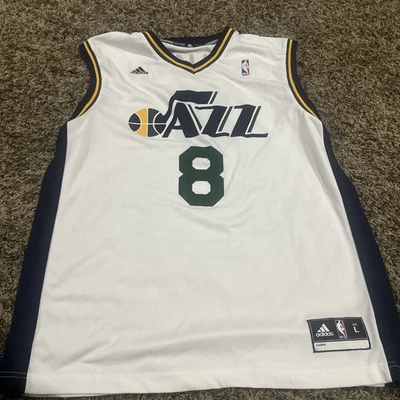 Camiseta Adidas Utah Jazz Deron Williams #8 Blanca NBA Hombre’s L 2010 Swingman Foto 1 de 4