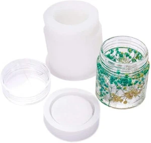 Silicone Jar Mould Mold Set Resin Casting Epoxy Screw Lid Container Bottle Tea - Bild 1 von 16