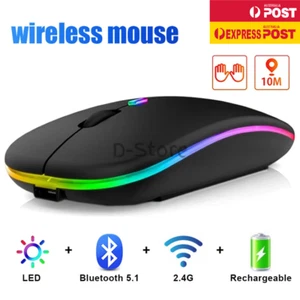 Rechargeable Slim Wireless Mouse Bluetooth 5.2+ 2.4G Cordless For Laptop PC AU - Picture 1 of 16