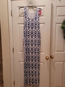 NWT Isabel Maternity Ingrid & Isabel Blue/White Maxi Dress with Slits - Size XXL - Picture 1 of 8