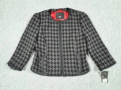 Mossimo Blazer Women’s Medium Grey & Black Tweed Wool Blend Lined Jacket New - Image 1 of 4