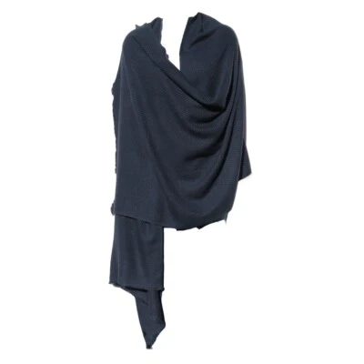 Cachemira | Mantón/Envoltura | 2 capas | Telar a mano | Nepal | Mini espiga | Océano profundo Foto 1 de 3