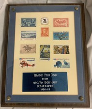 Collectible Plaque Mint U.S. Postage Stamps, Postal Service Pin 1980-1989 