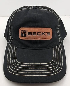 Beck's Hybrids Seeds Corn Logo Snapback Hat Cap Black With Faux Leather Logo - Picture 1 of 7
