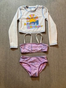Art Class Swimsuit Girls Small Purple Bandana Long Sleeve Rash Guard Bikini 6/7 - Picture 1 of 6