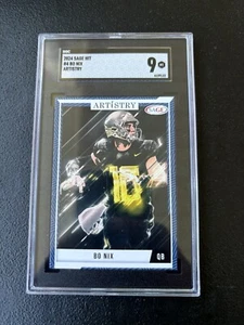 2024 Sage Artistry Blue Border #4 Bo Nix RC Oregon Denver SGC 9 - Picture 1 of 5
