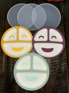Pack de 3 platos de bebé Bebellay nuevos, ventosas, tapas para viajar. - Imagen 1 de 2