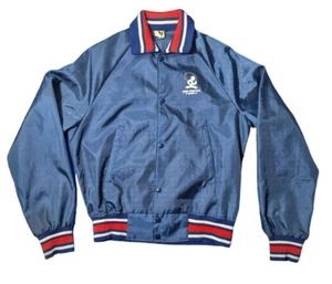 Vtg Jump Rope for Heart Snap Jacket King Jack USA Red White Blue Small 34-36 - Foto 1 di 8