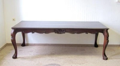 Großer Esstisch Konferenztisch Holz Nussbaumton 2,20 x 1,10 Chippendale-Stil - Bild 1 von 4