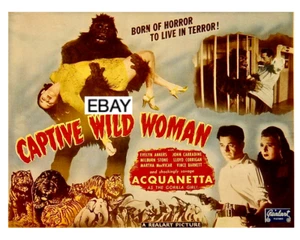CAPTIVE WILD WOMAN 1943 HORROR MOVIE PHOTOS LOT (3) JOHN CARRADINE MONSTER APE - Picture 1 of 2