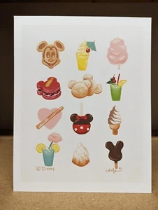 Disney Park 2023 Ann Shen Art Food Mickey Waffle Beignets 11x14 Poster Print - Picture 1 of 3