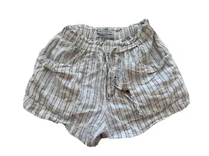 URBAN OUTFITTERS Shorts Women Small White Blue Stripe Pull On Linen S Small Mint - Picture 1 of 4