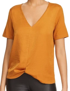 Women KENNETH COLE Slip Knot Mixed-media Tee Honey XS B4HP - Picture 1 of 2
