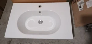 Lavabo da appoggio o sospeso in ceramica colore bianco 80x50x18cm OLYMPIA - Foto 1 di 6