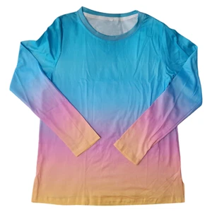 Women's Size S Crew Neck Stretch Colorful Long Sleeve Shirt FREE SHIPPING - Picture 1 of 2