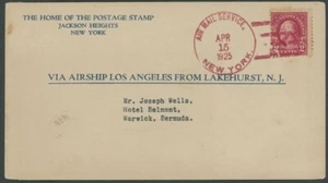 1925, APRIL 15, ZEPPELIN-AIRSHIP LOS ANGELES 2ND FLIGHT COVER TO BERMUDA - Picture 1 of 2