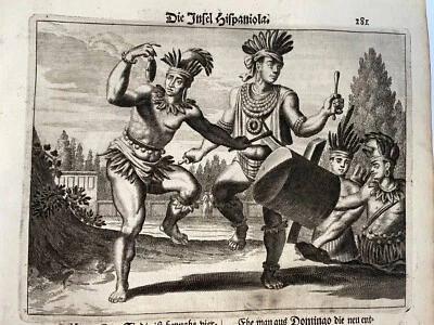 HISPANIOLA 1673 MONTANO RARO ANTIGUO GRABADO VISTA SIGLO XVII Foto 1 de 3