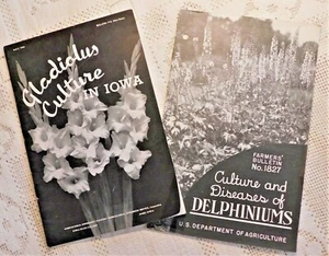 TWO (2) VINTAGE FARMER'S BULLETIN BOOKLETS - GLADIOLUS (1940) DELPHINIUMS (1939) - Foto 1 di 9