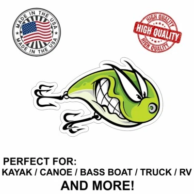 TOP DOG STICKERS Angry Fishing Lure Decal Sticker For Kayak Canoe Truck Bass Boat RV and More!