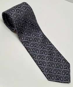 Roundtree & Yorke Collegiate Mens 100% Silk Tie Black Silver Swirl Necktie NEW - Picture 1 of 11