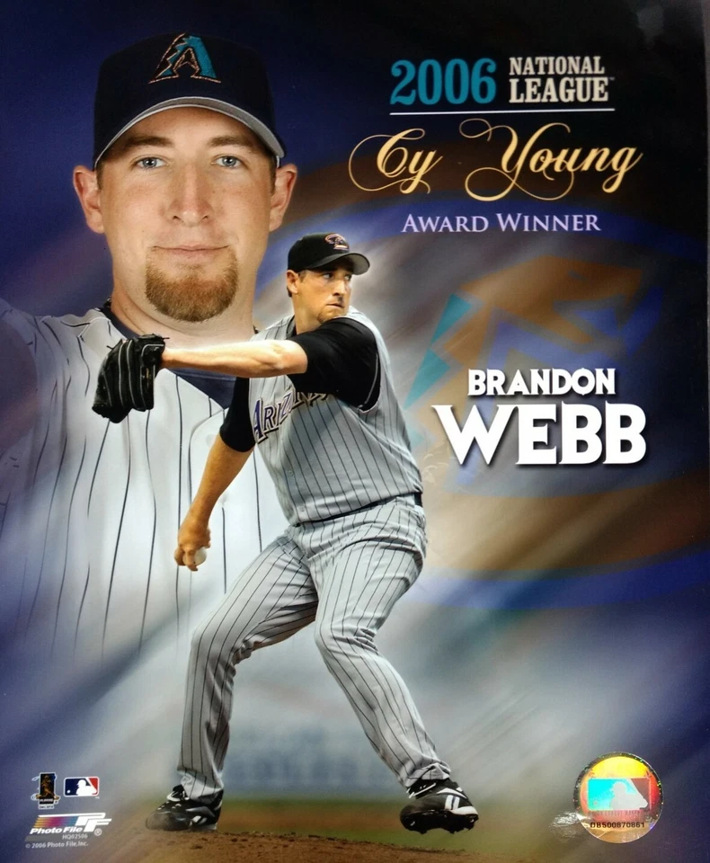 BRANDON WEBB 2006 CY YOUNG AWARD WINNER  8x10 PHOTO  Arizona Diamondbacks - Image 1 of 1