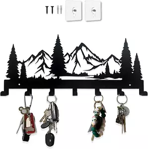 Key Holder for Wall, Decorative Farmhouse Rustic Wall Mount Key Organizer Rack - Picture 1 of 7