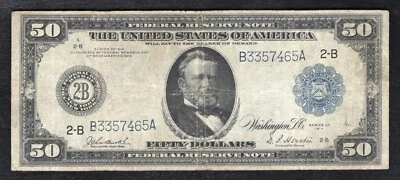 FR. 1030 1914 $50 FIFTY DOLLARS FRN FEDERAL RESERVE NOTE NEW YORK, NY VERY FINE - Image 1 of 2