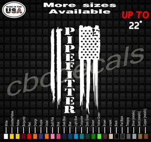 Pipefitter American Flag Vinyl Decal Sticker | Pipefitter Decals / Stickers - Picture 1 of 2
