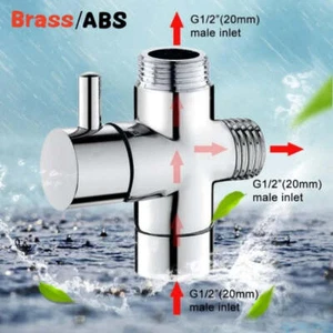 Brass 3-way G1/2 Shower Diverter Valve Water Separator Shower Tee Adapter Adjust - Picture 1 of 22