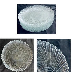 Vintage Arcoroc Glas Teller 10,5" SEA BREEZE Wirbel überbacken Frankreich 10-teiliges Set - Bild 1 von 5