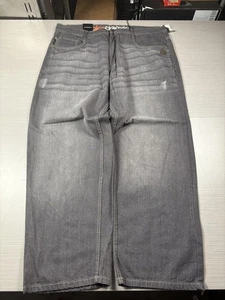 Akademiks Jeans Mens 46x32 Baggy Wide Leg Denim Pants Relaxed Fit Grunge Skater - Picture 1 of 8