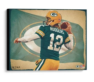 Aaron Rodgers Packers aufgespannter 20x24 Leinwand Giclée Druck - Brian Konnick - LE 25 - Bild 1 von 1