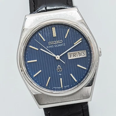 **Excelente+5** Reloj Hombre Vintage 1978 SEIKO KING Cuarzo 5856-8070 Esfera Azul Día/Fecha - Imagen 1 de 4