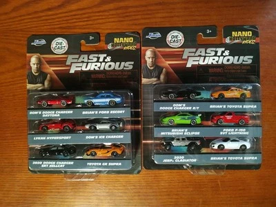 2025 Jada Nano Hollywood Rides Fast&Furious 6 Pack Lot of 2 Supra EclipseCharger - Image 1 of 4